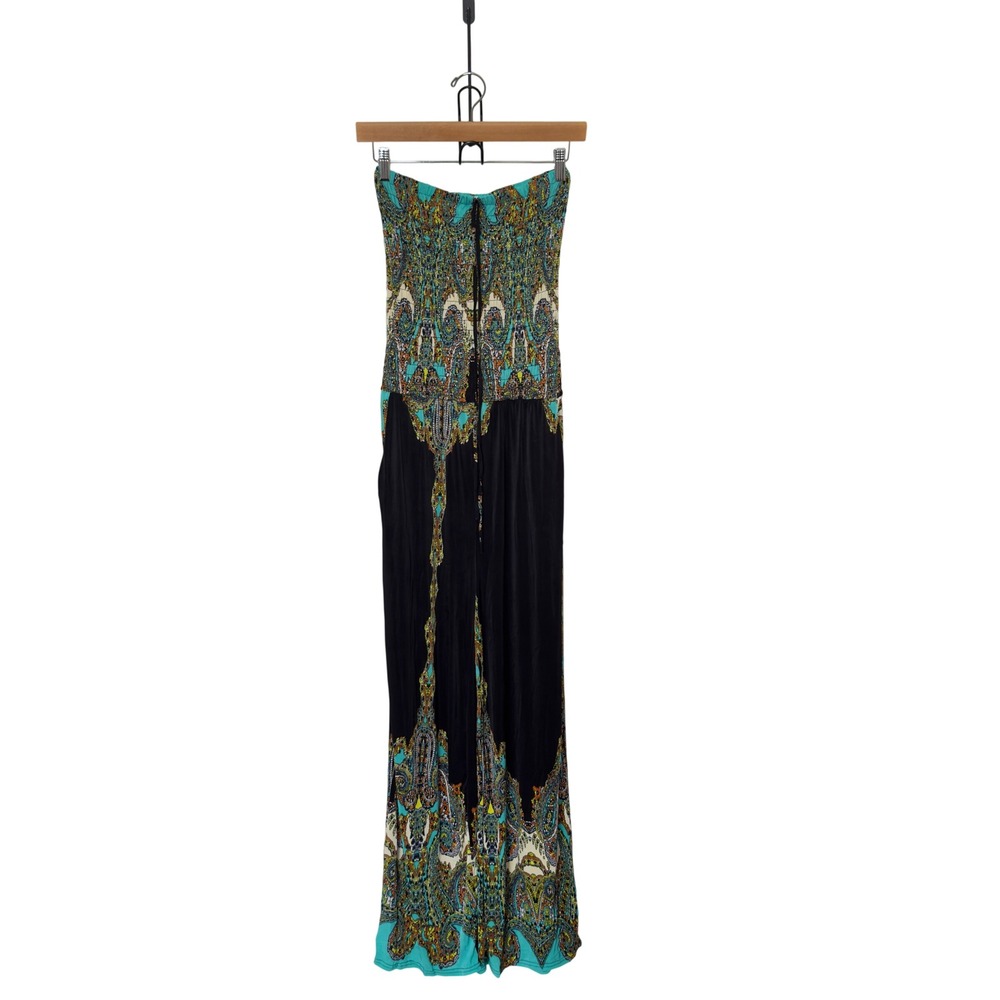 BODAFA Medium Large High Empire Waist Stretch Boho Silk Jumpsuit Resortwear